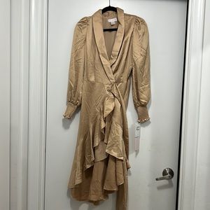 Rachel parcel beige silk wrap dress size small